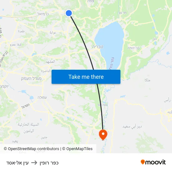 עין אל-אסד to כפר רופין map