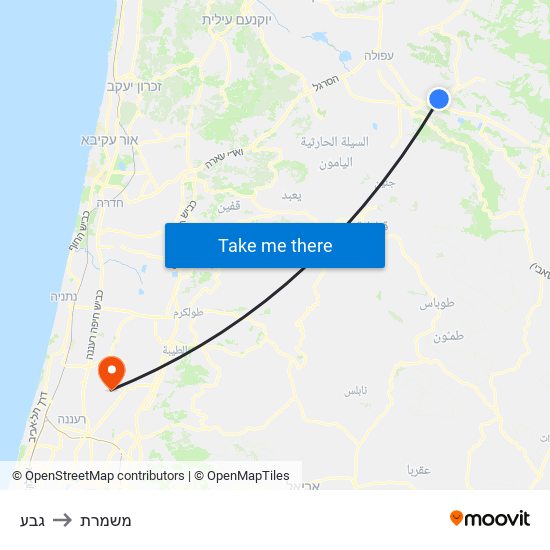 גבע to משמרת map