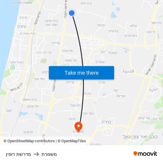 מדרשת רופין to משמרת map