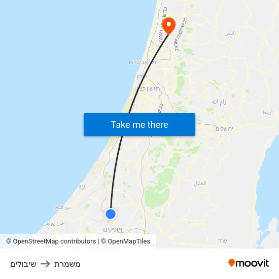 שיבולים to משמרת map