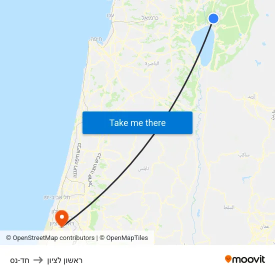 חד-נס to ראשון לציון map