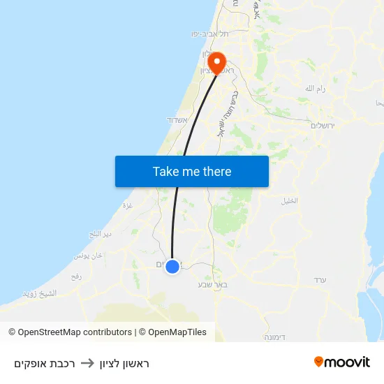 רכבת אופקים to ראשון לציון map