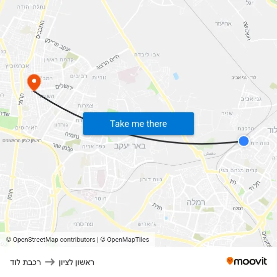 רכבת לוד to ראשון לציון map