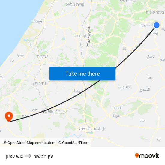 גוש עציון to עין הבשור map