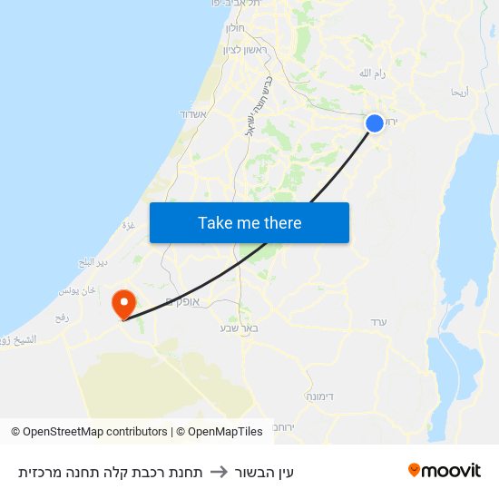 תחנת רכבת קלה תחנה מרכזית to עין הבשור map