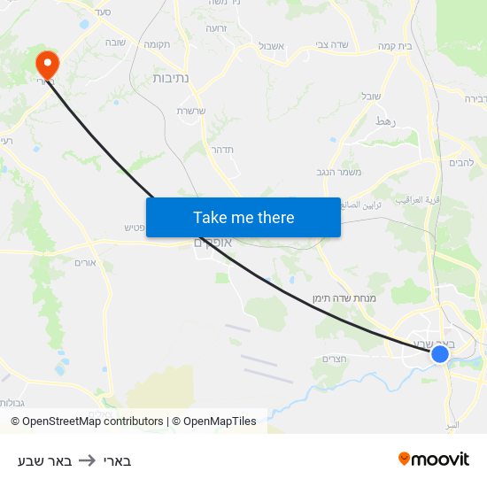 באר שבע to בארי map