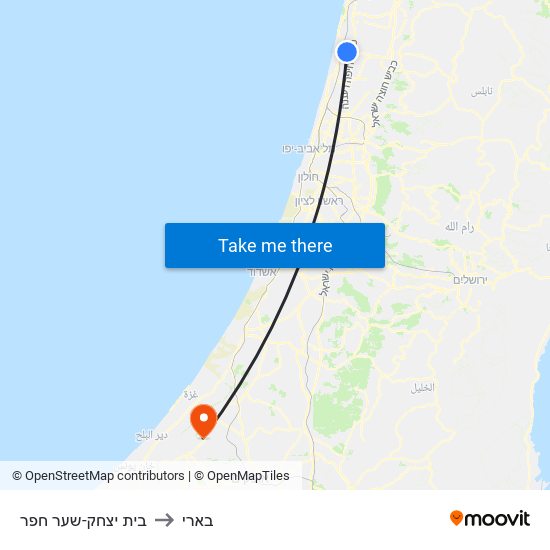 בית יצחק-שער חפר to בארי map