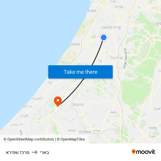 מרכז שפירא to בארי map