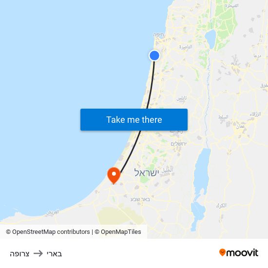 צרופה to בארי map