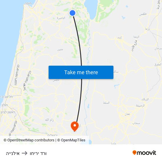 אילנייה to ורד יריחו map