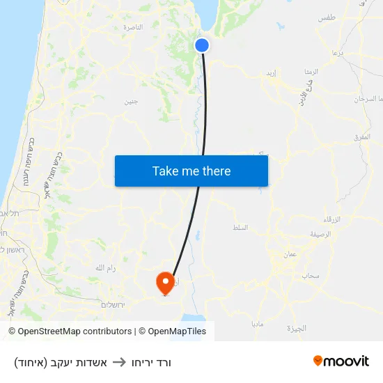 אשדות יעקב (איחוד) to ורד יריחו map