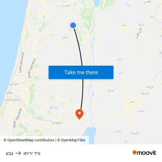 גבע to ורד יריחו map