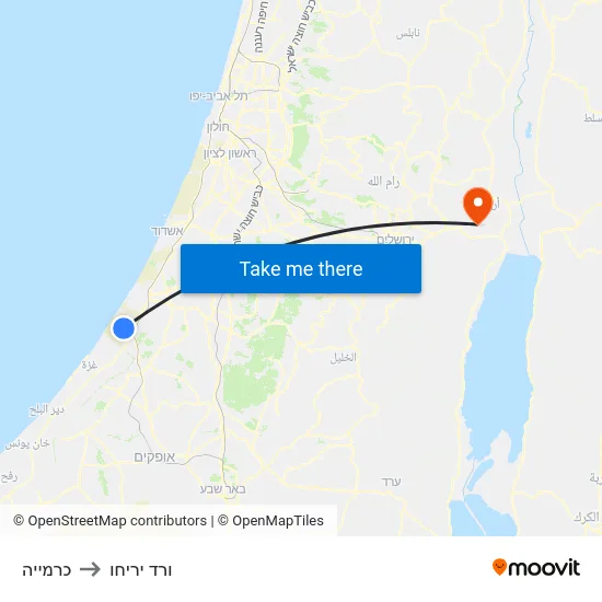 כרמייה to ורד יריחו map