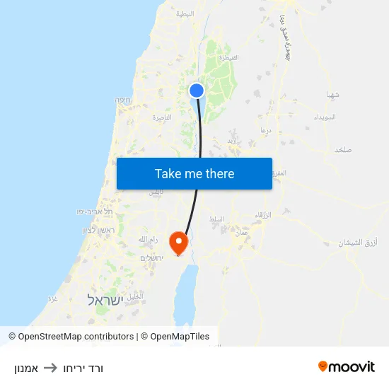 אמנון to ורד יריחו map