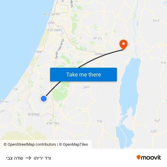 שדה צבי to ורד יריחו map