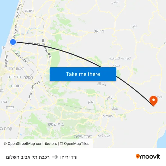רכבת תל אביב השלום to ורד יריחו map