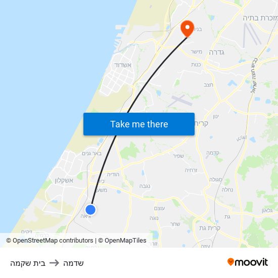 בית שקמה to שדמה map