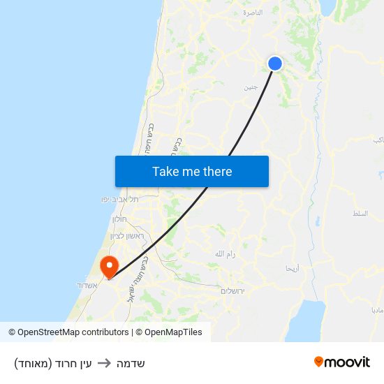 עין חרוד (מאוחד) to שדמה map