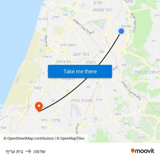 בית עריף to שדמה map