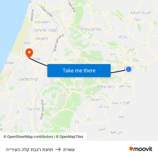 תחנת רכבת קלה העירייה to עשרת map