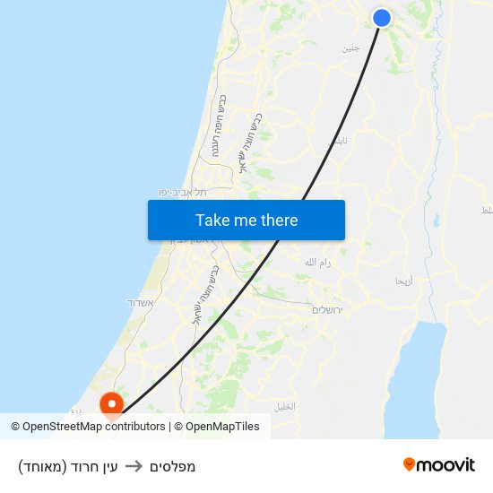 עין חרוד (מאוחד) to מפלסים map