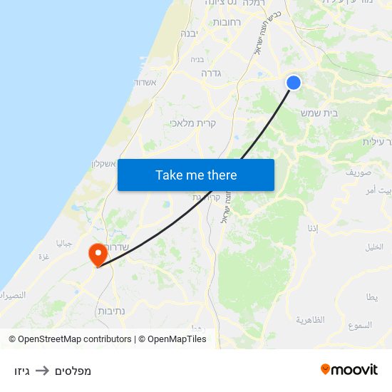 גיזו to מפלסים map