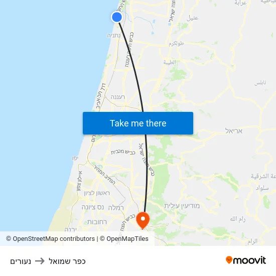 נעורים to כפר שמואל map
