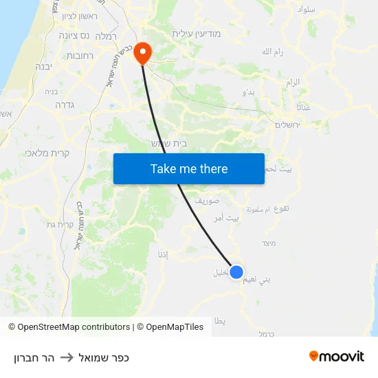 הר חברון to כפר שמואל map