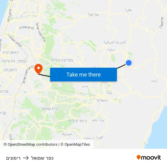 רימונים to כפר שמואל map