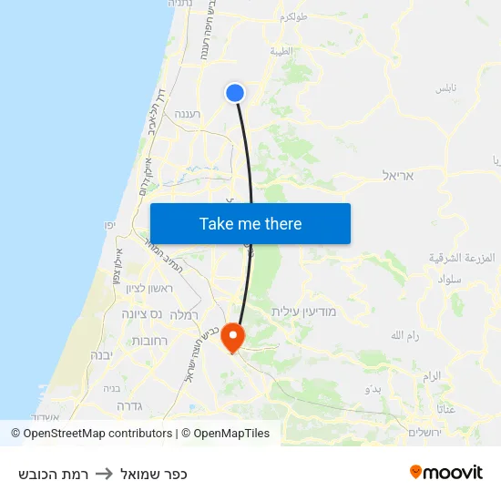 רמת הכובש to כפר שמואל map