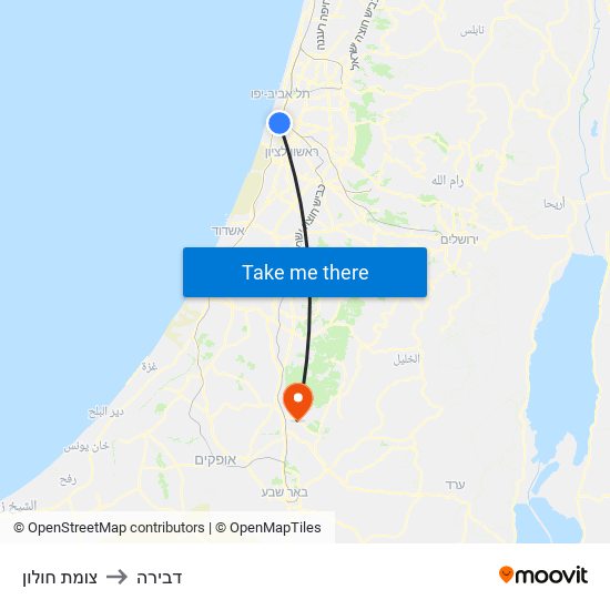 צומת חולון to דבירה map