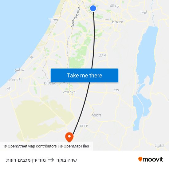 מודיעין-מכבים-רעות to שדה בוקר map