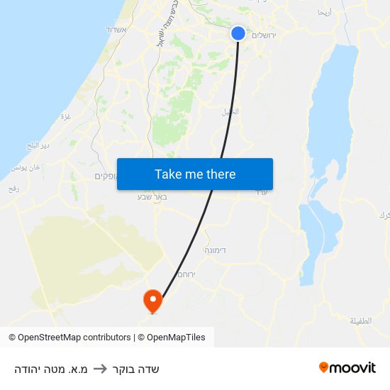 מ.א. מטה יהודה to שדה בוקר map