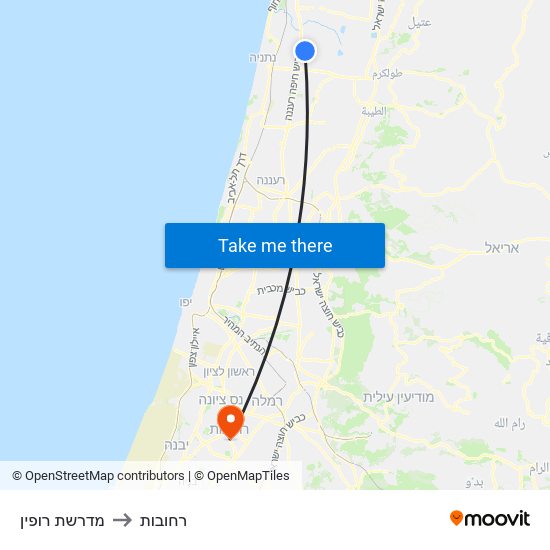 מדרשת רופין to רחובות map