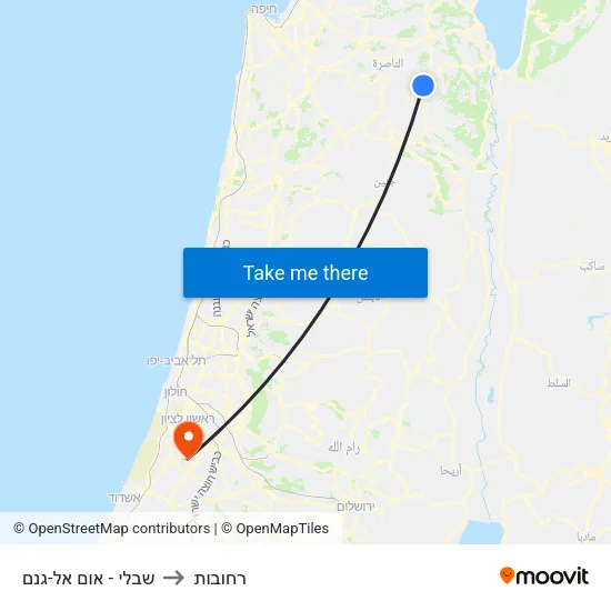 שבלי - אום אל-גנם to רחובות map