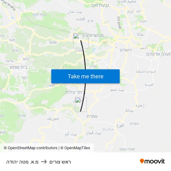 מ.א. מטה יהודה to ראש צורים map