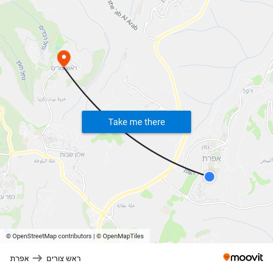 אפרת to ראש צורים map