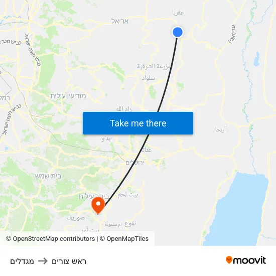 מגדלים to ראש צורים map