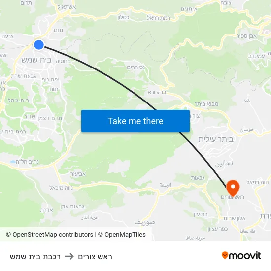 רכבת בית שמש to ראש צורים map