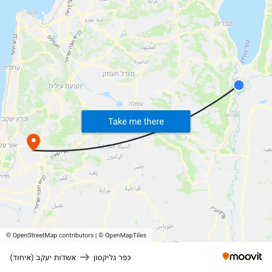 אשדות יעקב (איחוד) to כפר גליקסון map