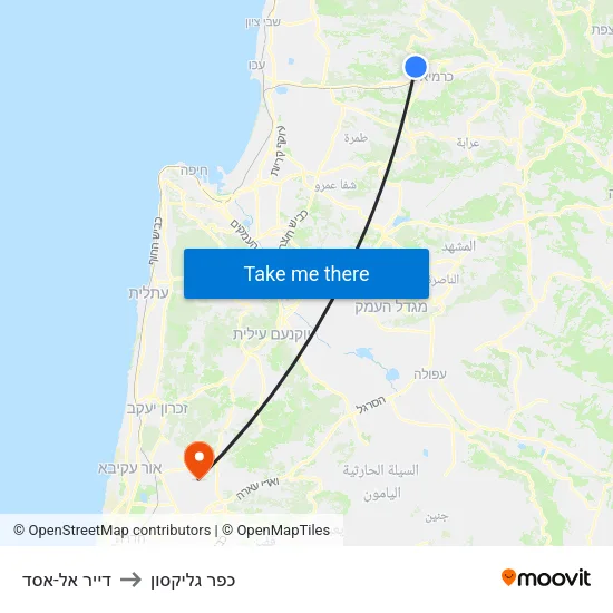 דייר אל-אסד to כפר גליקסון map