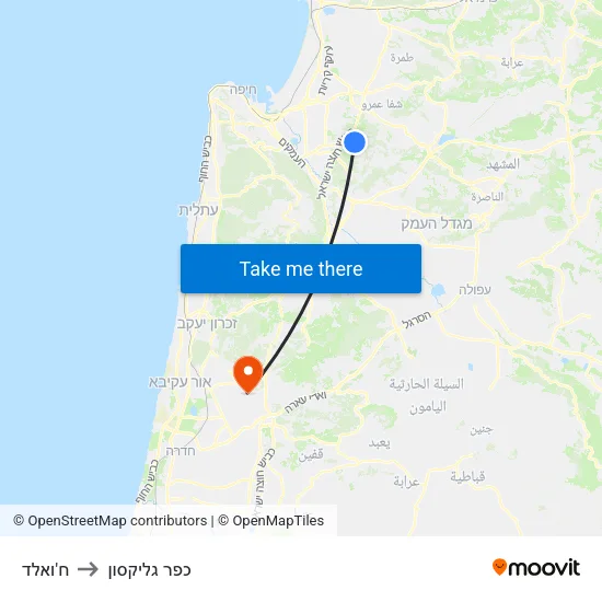 ח'ואלד to כפר גליקסון map