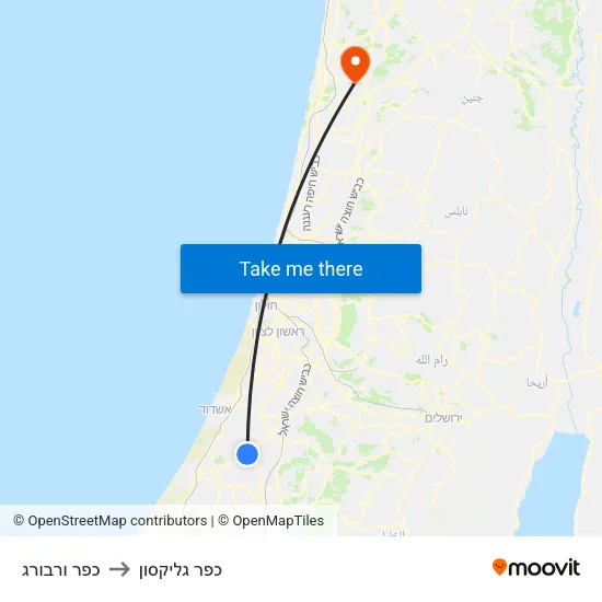 כפר ורבורג to כפר גליקסון map