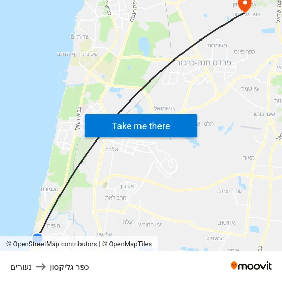 נעורים to כפר גליקסון map