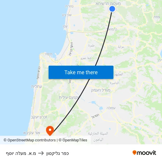 מ.א. מעלה יוסף to כפר גליקסון map