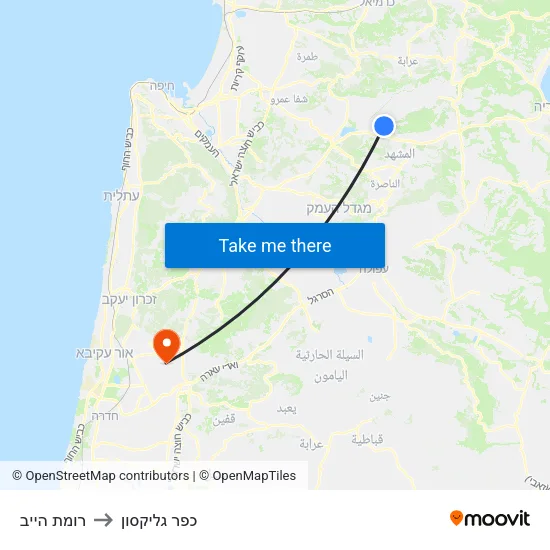 רומת הייב to כפר גליקסון map