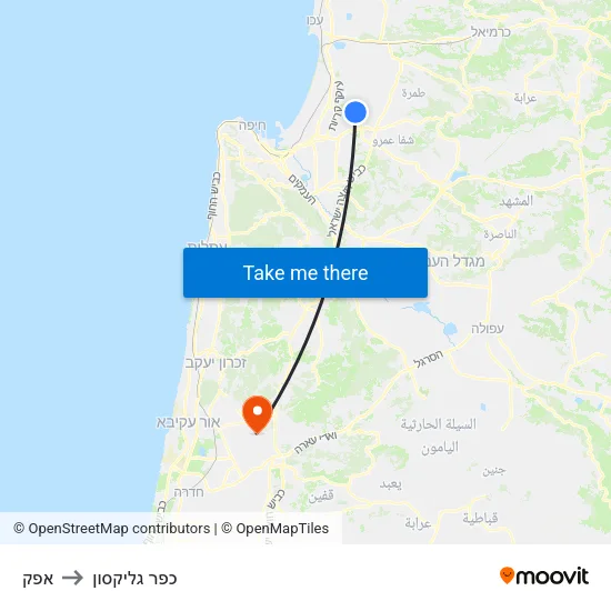 אפק to כפר גליקסון map