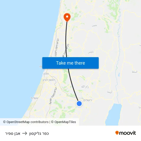 אבן ספיר to כפר גליקסון map