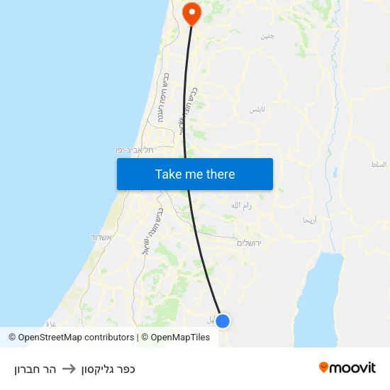 הר חברון to כפר גליקסון map