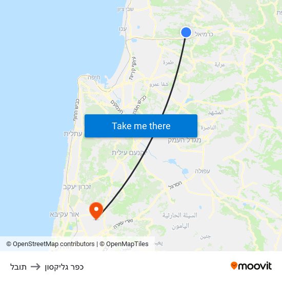 תובל to כפר גליקסון map